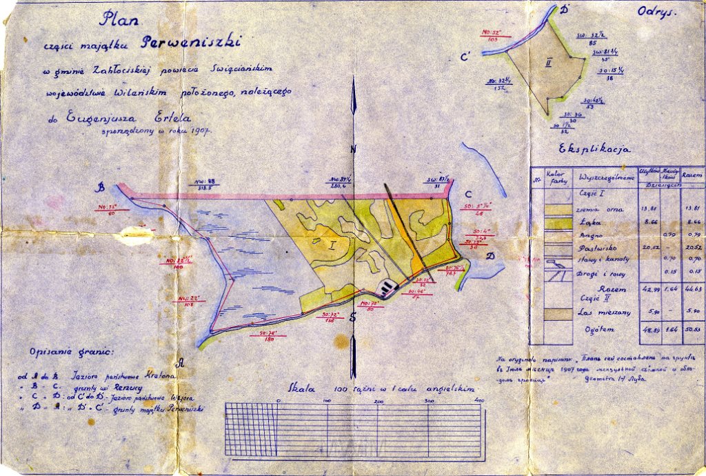 KKE 4595.jpg - Dok. Plan majątku Perweniszki, gmina Zabłociska, powiat Święciański, województwo Wileńskie - dla Eugeniusza Ertela, Perweniszki, 1907 r. Projektant: H. Ayda.